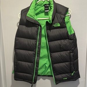 The North Face Black and Green Puffy Vest